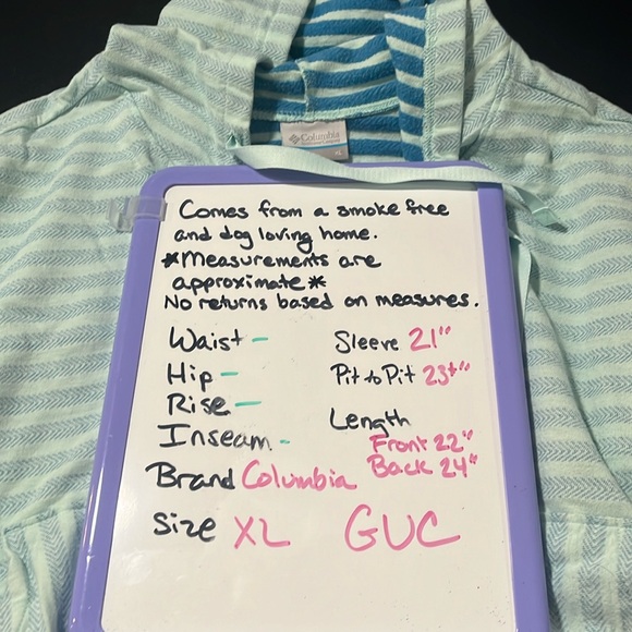 Columbia XL Striped Pullover Hoodie Soft zip up GUC - Picture 6 of 10